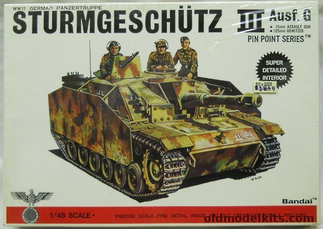 Bandai 1/48 Sturmgeschutz III Ausf. G 75mm Assault Gun or 105mm Howitzer, 8266 plastic model kit